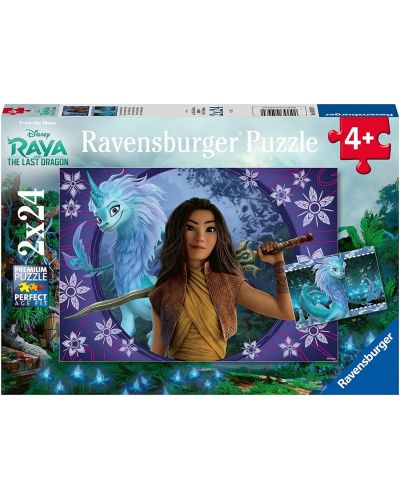 Puzzle pentru copii Ravensburger  din 2 x 24 piese - Paradisul și ultimul dragon - 1