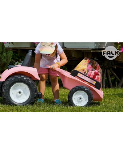 Tractor pentru copii Falk - Country star, Cu remorca si pedale, roz - 4