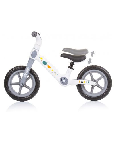 Bicicletă de echilibru pentru copii Chipolino - Dino, alb și gri - 3