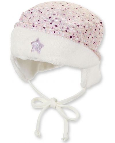 Pălărie pentru copii Sterntaler - 45 cm, 6-9 luni, alb cu roz - 1