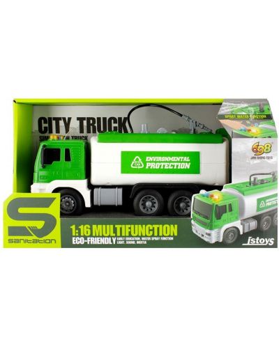 Jucărie pentru copii Raya Toys Truck Car - Purtător de apă, 1:16, cu efecte speciale, verde - 3