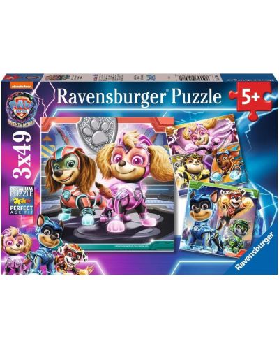 Puzzle pentru copii  Ravensburger 3 x 49 piese - Paw Patrol:Super film - 1