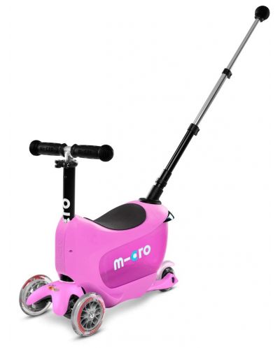 Scooter pentru copii 2 în 1 Micro - Mini2Go Deluxe Plus, roz - 1