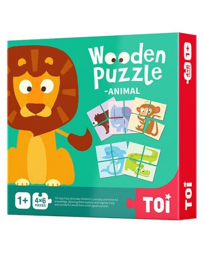 Puzzle din lemn pentru copii Toi World - Animale, 24 piese - 1