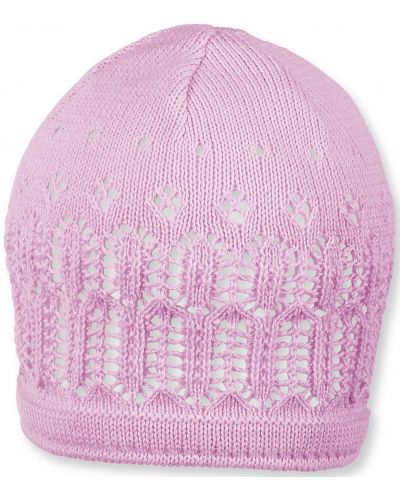 Pălărie pentru copii din bumbac tricotat Sterntaler - 43 cm, 5-6 luni, roz - 1