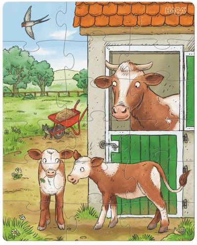 Puzzle pentru copii Haba - Animale de ferma, 3 buc - 4