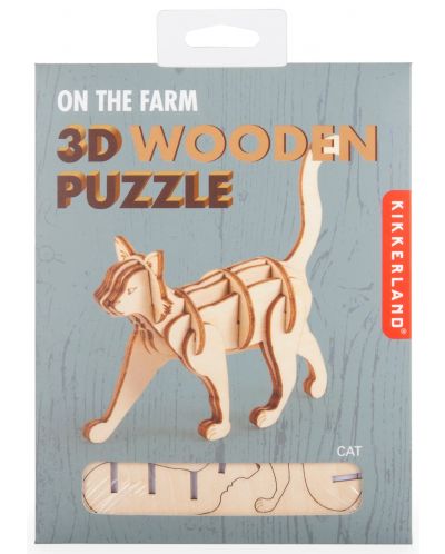 Puzzle 3D din lemn  Kikkerland din 15 piese - pisică - 4