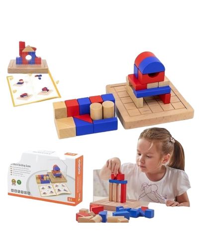 Joc pentru copii cu blocuri de lemn Viga - Compoziții de construcție 3D - 6