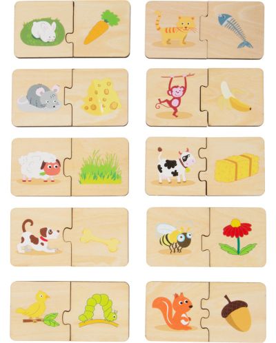 Puzzle din lemn pentru copii Picior mic - Animale de hrănit, 20 de piese - 2