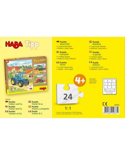 Puzzle pentru copii Haba - Ferma, 2 buc. - 4