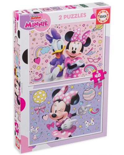 Puzzle pentru copii Educa din 2 x 48 de piese - Minnie Mouse - 1