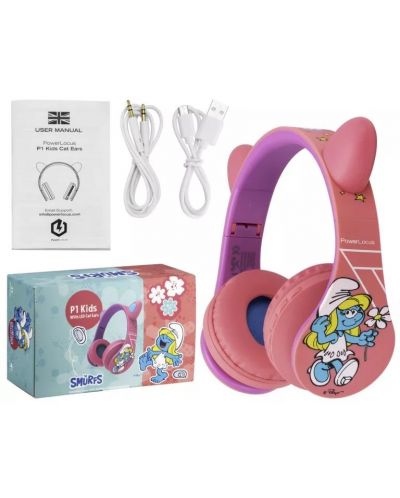 Căști pentru copii  PowerLocus - P1 Smurf, wireless, roz - 8