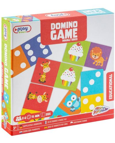 Domino pentru copii Grafix - dublu-verso, 28 de cărți - 1
