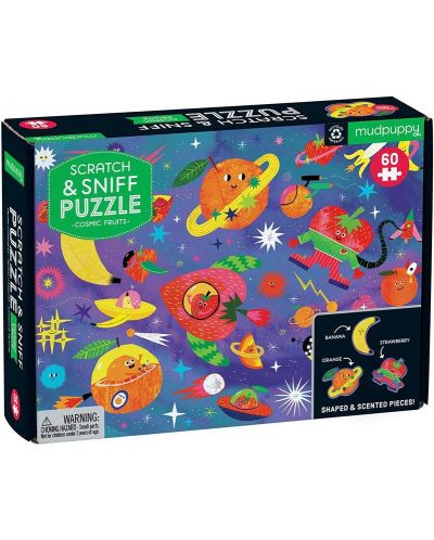 Puzzle cu parfum pentru copii Mudpuppy din 60 de piese - Cosmic Fruits - 1