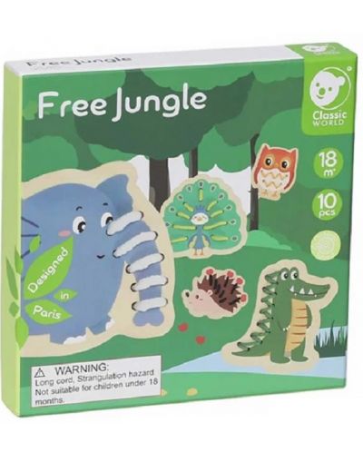 Joc pentru copii pentru înşirare Classic World - Animale din junglă - 1