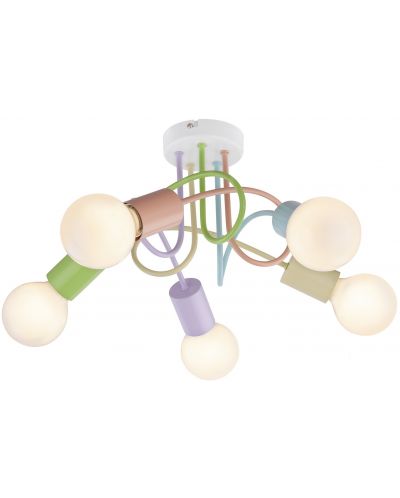 Candelabru pentru copii Rabalux - Linett 6340, E27, 5 x 40W, 35 x 20 cm, multicolor - 1