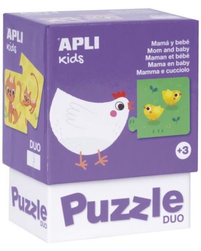 Puzzle pentru copii Apli Kids - Animale mama si bebe, 24 piese - 1