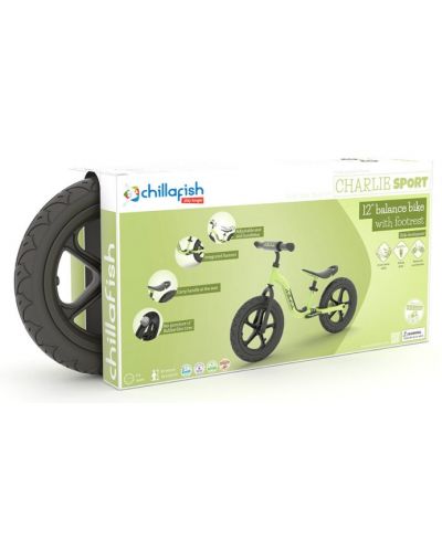 Bicicletă de echilibru pentru copii Chillafish - Charlie Sport 12′′, verde deschis - 7