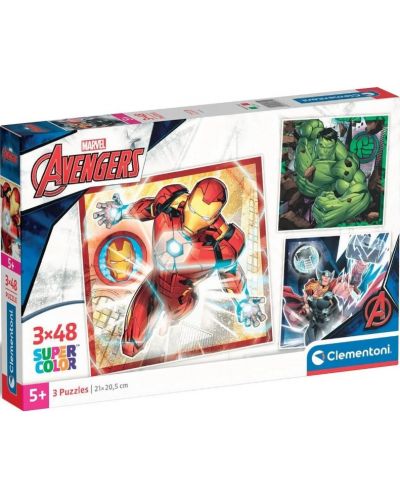 Puzzle pentru copii  Clementoni din 3 x 48 piese - The Avengers - 1