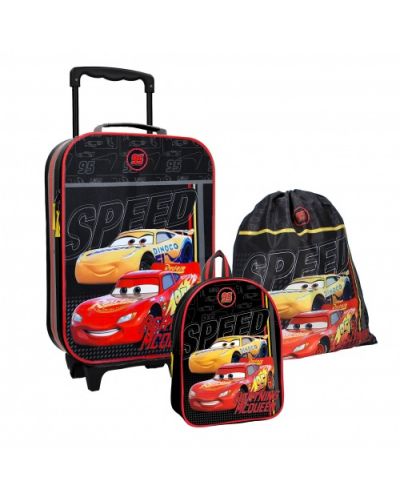 Set pentru copii Cars 3 in 1 - valiza, rucsac mic si geanta - 1
