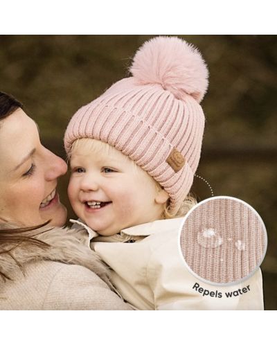 Pălărie de iarnă pentru copii cu pompon KeaBabies - 6-36 luni, roz, 2 buc. - 5