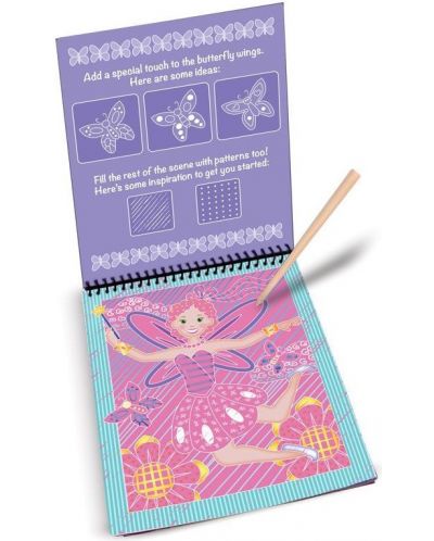 Caiet de desen de călătorie pentru copii Melissa & Doug  -personaje de basm, Scratch art - 3