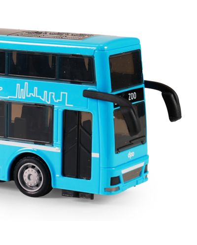 Jucărie pentru copii Rappa - Autobuz cu două etaje, 19 cm, albastru - 4