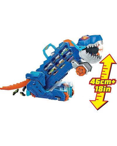 Jucărie 2 în 1 Hot Wheels City - T-Rex, cu 2 mașini - 7