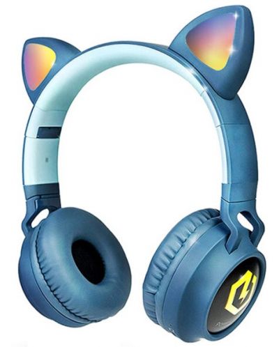 Casti pentru copii PowerLocus - Buddy Ears, wireless, albastre - 1