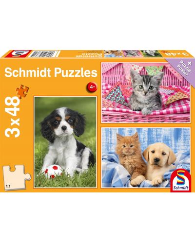 Puzzle pentru copii 3 x 48 de piese Schmidt Puzzle - Cele mai simpatice animale ale mele - 1
