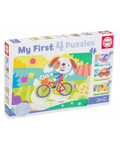 Puzzle pentru copii Educa 4 in 1 -Vehicles - 1