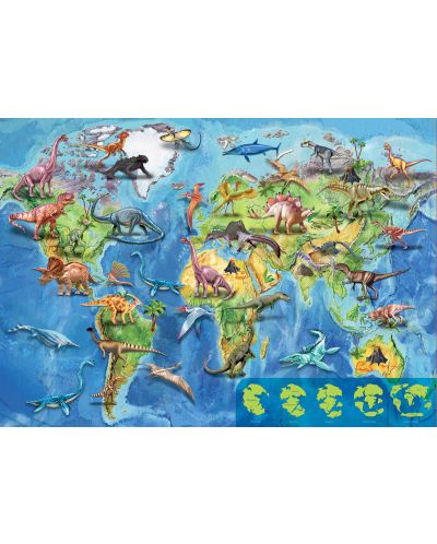 Puzzle pentru copii Educa din 150 de piese - Harta lumii cu dinozauri - 2