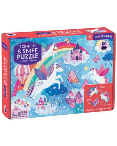 Puzzle aromat pentru copii Mudpuppy din 60 de piese - Unicorni - 1