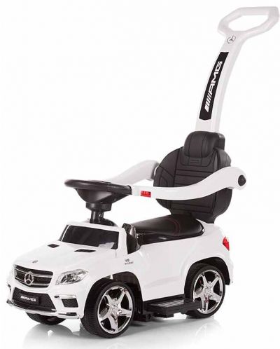 Mașină pentru copii cu mâner și baldachin Chipolino- Mercedes GL63 AMG, albă - 2