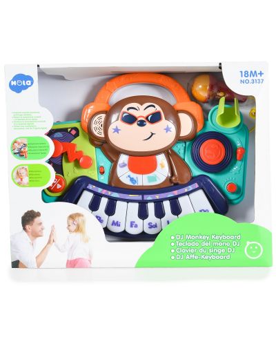 Jucărie pentru copii Hola Toys - Mini pian cu microfon, DJ Monkey - 2