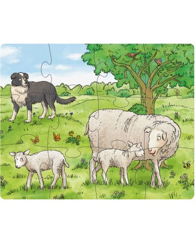Puzzle pentru copii Haba - Animale de ferma, 3 buc - 2
