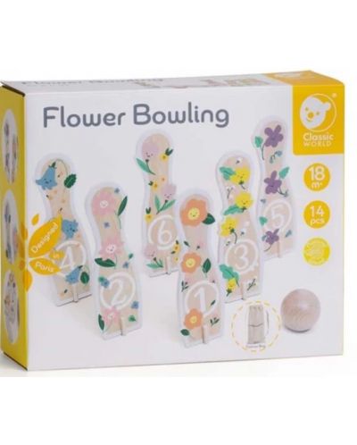 Bowling din lemn pentru copii cu flori Classic World - 2