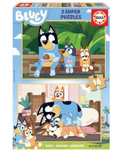 Puzzle pentru copii Educa din 2 x 16 de piese - Cățelușul Blue - 1