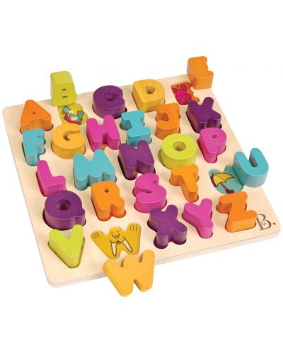 Puzzle din lemn pentru copii Battat - Alfabetul englezesc, 26 de piese - 1