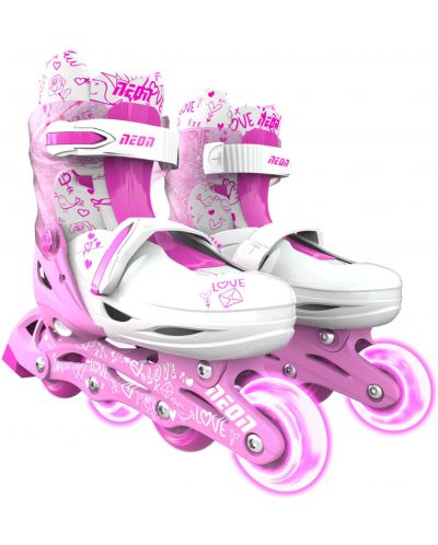 Patine cu rotile pentru copii 2 in 1Yvolution - Neon Combo Skates, marime 30-33, roz - 1