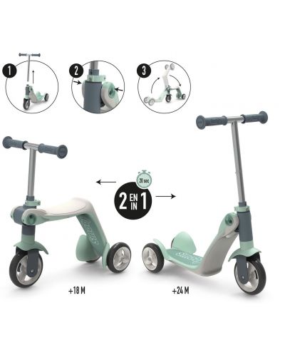 Tricicletă pentru copii 2 în 1 Smoby - Trotinetă și roată echilibrată - 2