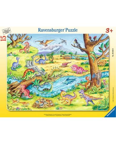 Puzzle pentru copii Ravensburger  din 15 piese - Mici dinozauri - 1