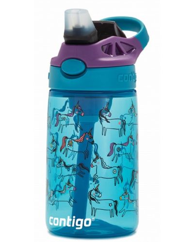 Sticla pentru copii Contigo Cleanable Unicorns - 420 ml, albastra - 2