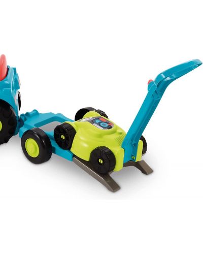 Tractor de impins pentru copii 2 in 1 Ecoiffier - Albastru, cu remorca si cositoare - 3