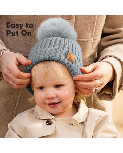 Pălărie de iarnă pentru copii KeaBabies - 6-36 luni, gri, 2 bucăți - 5