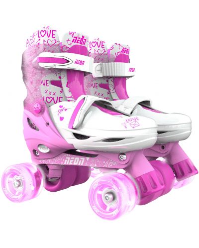 Patine cu rotile pentru copii 2 in 1Yvolution - Neon Combo Skates, marime 30-33, roz - 2