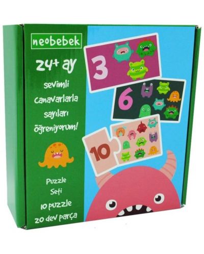 Neobebek Puzzle educațional pentru copii - Monștrii dulci - 3