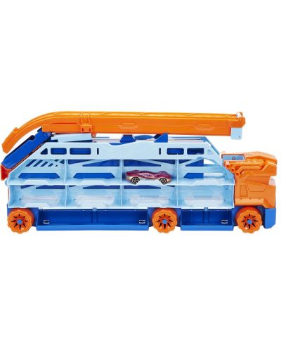 Jucărie pentru copii Hot Wheels City - Transportor auto cu pistă de coborâre, cu mașină  - 1