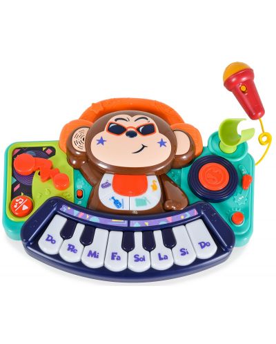 Jucărie pentru copii Hola Toys - Mini pian cu microfon, DJ Monkey - 1
