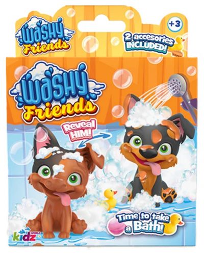 Joaca de copii Kidz World Washy Friends - Cățeluș de baie cu noroi, Corgi - 1